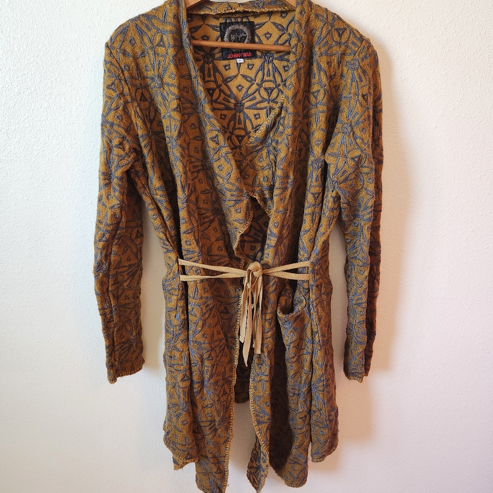 JOHNNY WAS Biya Embroidered Wrap Cardigan
